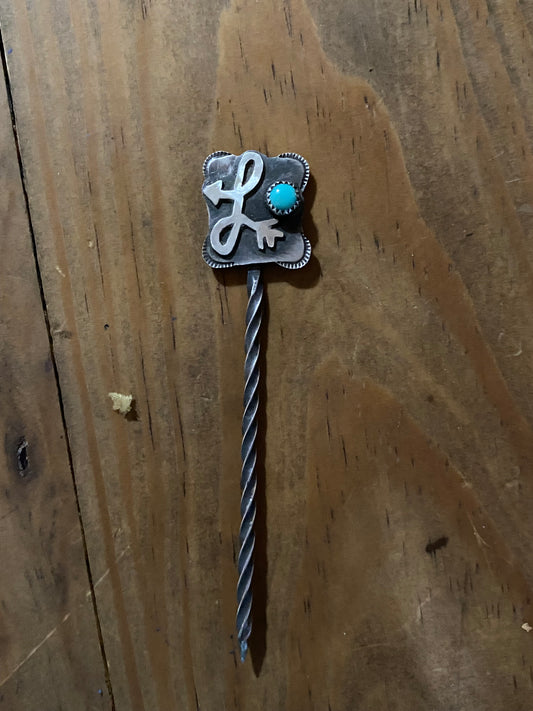 Custom Turquoise and Silver Hat Pick
